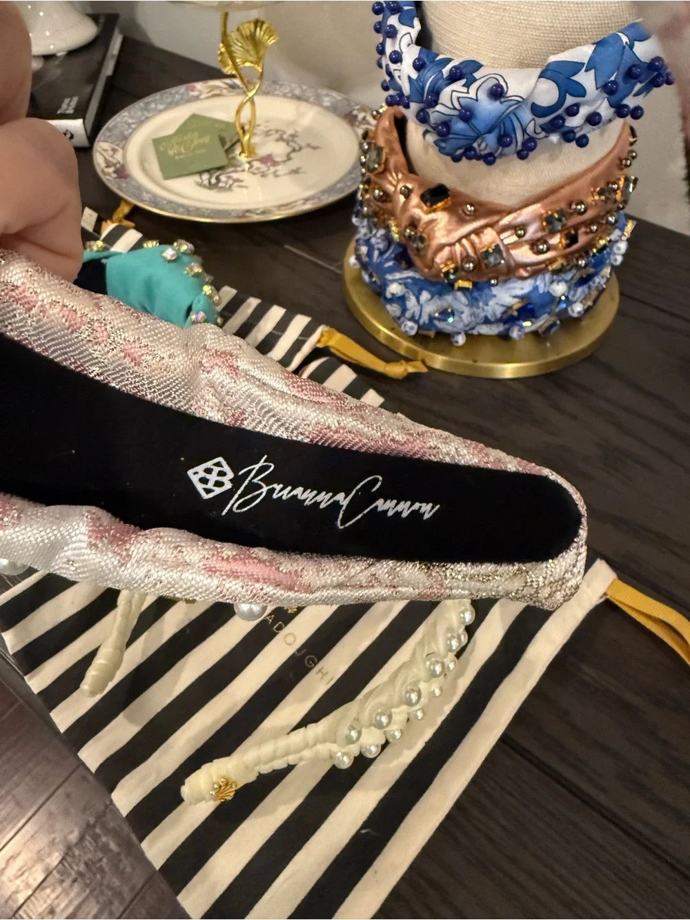 Brianna Cannon Pink Pearl Braided Headband